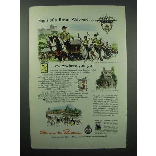 1950 Britain Tourism Ad - Signs of a Royal Welcome