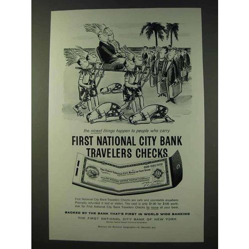 1959 First National City Bank Travelers Checks Ad - Nicest Things