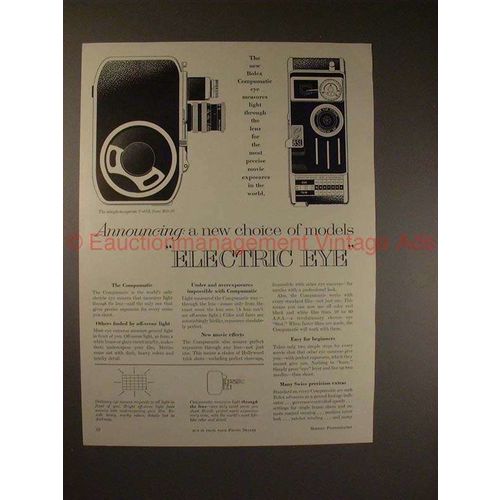 1959 Bolex Movie Camera Ad - New Choice, Electric Eye!!