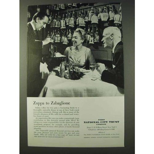 1959 First National City Trust Company Ad - Zuppa