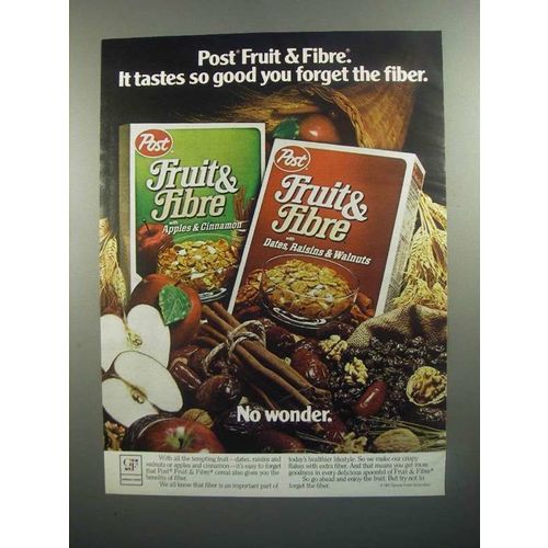 1984 Post Fruit & Fibre Cereal Ad - Forget the Fiber