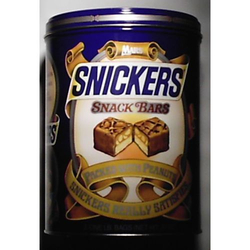 Snickers 32 ounce Tin Canister w/ Lid 1986