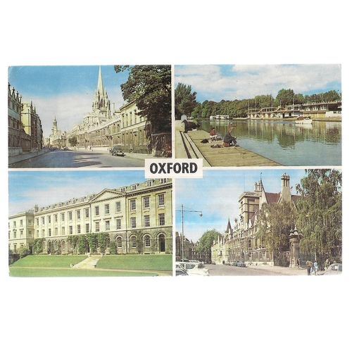 MULTIVIEW, OXFORD , used vintage postcard 1966 postmark =