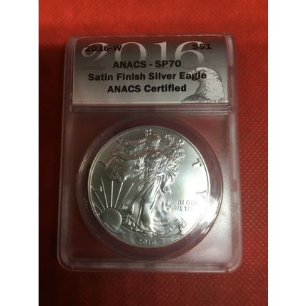 2016 W BURNISHED SILVER EAGLE ANACS SP70 '30TH ANNIVERSARY' LETTERED EDGE