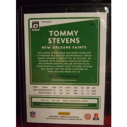 NFL 2020 Donruss Optic TOMMY STEVENS (NO Saints) Green Velocity Parallel RC #149