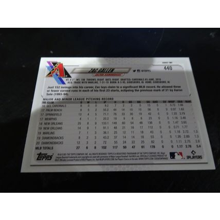 2021 Topps Card # 440 Zac Gallen Future Stars Mint (9) Arizona Diamondbacks