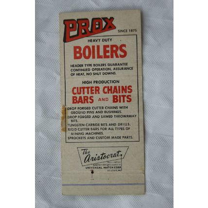 old Matchbook Cover - Frank Prox Company Inc., Terre Haute, Indiana