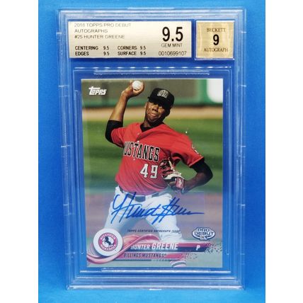 2018 Topps Pro Debut Autographs #25 Hunter Greene BGS Graded 9.5/9