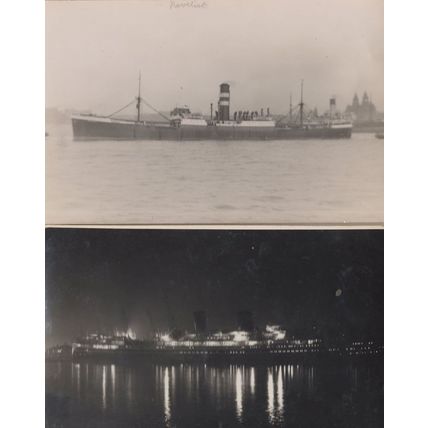 Ship At Night Novelist WW2 2x Antique PB Postcard Photo s
