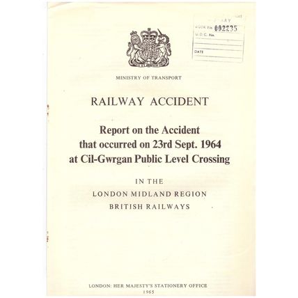 Railway Accident Report Cil-Gwrgan Level Crossing 46509 London Midland 23/9/64