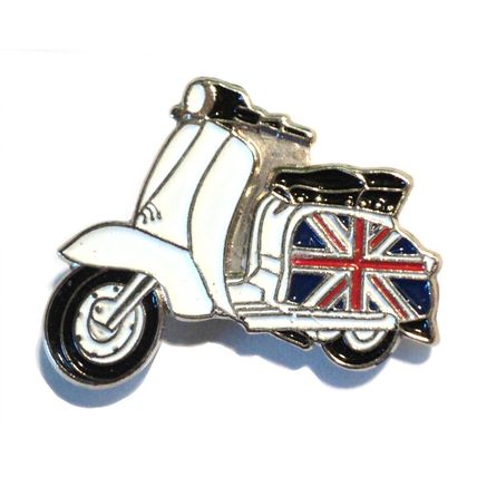 Gift Boxed GB Union Jack Flag Scooter Metal Keyring & Enamel Badge Set MOD Lammy