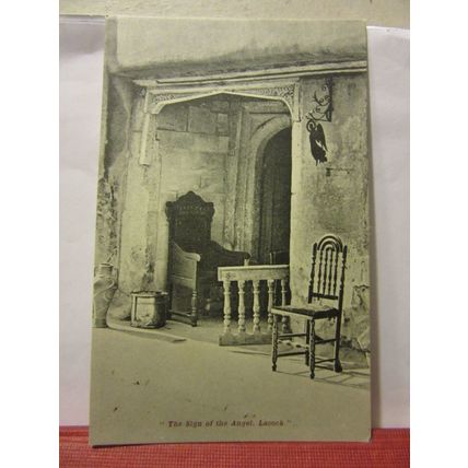 SIGN OF THE ANGEL, LACOCK, WILTSHIRE unused antique postcard by E C Hunt . =