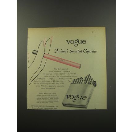 1955 Vogue Cigarettes Advertisement - Vogue fashion's smartest cigarette