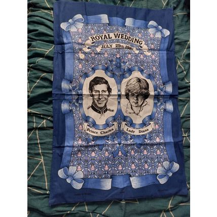 Prince Charles Lady Diana Royal Wedding Souvenir 7/29/81 Cotton Tea Towel Linen