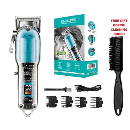 Daling Electric Mens Hair Clippers Transparent Barbers Cordless Salon Trimmer