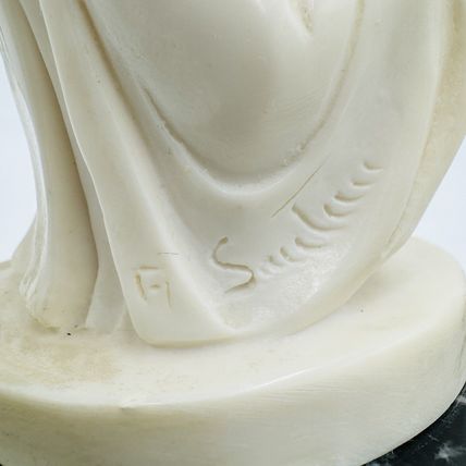 A. Santini Mother & Child Alabaster Sculpture Classic Figurine 7.5” Italy Vtg