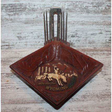 Vtg Nut Cracker Bowl set Pick Wyoming Souvenir Western MCM Christmas Decor Rare