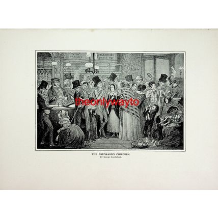 Drunkard's Children, George Cruikshank, Cartoon Book Illustration (Print), c1911