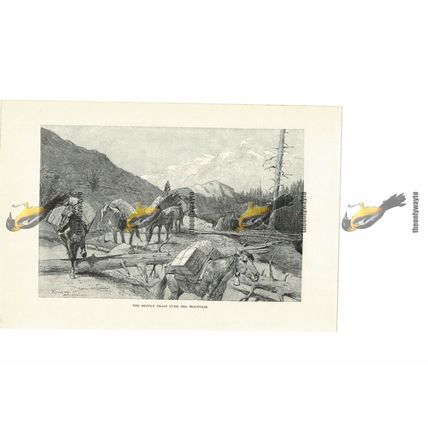 Supply Train Over The Mountains, USA, Book Illustration (Print), 1891