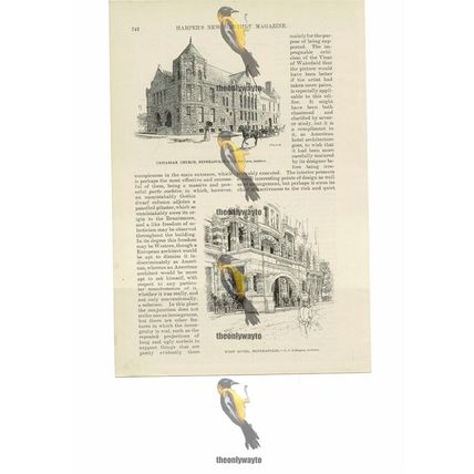 Unitarian Church & West Hotel, Minneapolis, USA, Book Illustration (Print), 1891