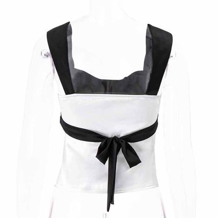 Satin Patchwork Milkmaid Cami Top Sexy Backless Skinny Vest Top Women Crop