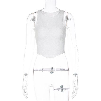 Women's T-shirt Sexy Fashion Openwork Crop Top Sleeveless Casual