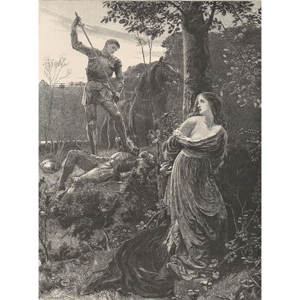 CHIVALRY 1885 Frank Dicksee - R.S. Lueders VICTORIAN ENGRAVING