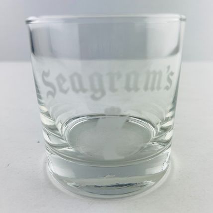 Seagrams 7 Crown Vintage Etched Textured Ball Bottom Low Ball Glass