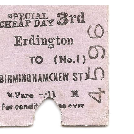 B.R. Edmondson Ticket - Erdington to Birmingham New Street