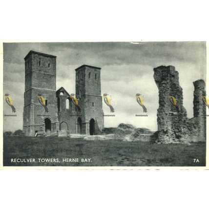 Reculver Towers, Herne Bay, Kent, 7A Postcard, 1965
