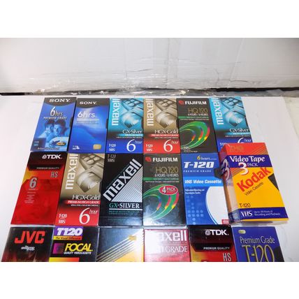 Lot Of 20 Various VHS T-120 6 Hour VCR Blank Video Tapes NEW SEALED Most Premium