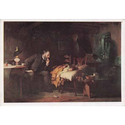 Sir Luke Fildes The Doctor Victorian London Tate Gallery Painting Postcard