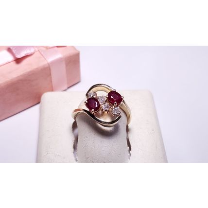 Estate .96ctw Natural Oval Ruby Diamond open Twist 14Kt YG 4.2g S8.25 Ring#22217