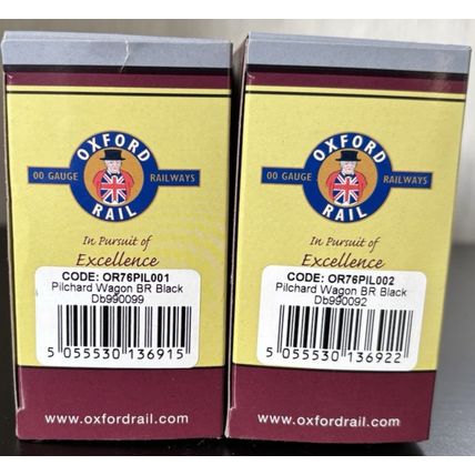 2 x Oxford Rail Pilchard Wagons in BR Black OR76PIL001/2 Nos Db990099 & Db990092