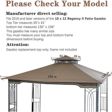 SCOCANOPY Replacement Gazebo Canopy for 10 X 12 Regency II Patio Gazebo Model L-