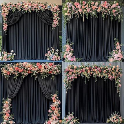 20 Ft X 10 Ft Wrinkle Free Black Backdrop Curtain for Parties, 4 Panels 10Ft Pol