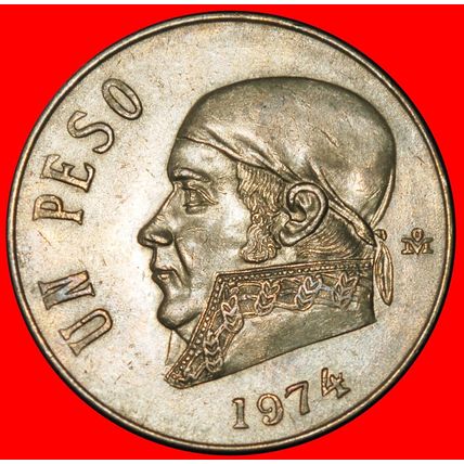 Ⰶ EAGLE (1970-1983): MEXICO ★ 1 PESO 1974 MORELOS 1765-1815★LOW START★NO RESERVE