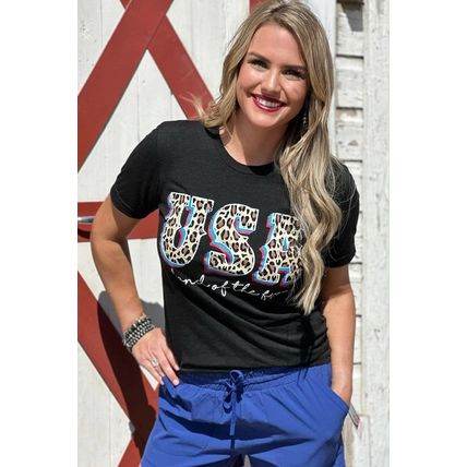Black Leopard UAS land of the free Graphic T Shirt