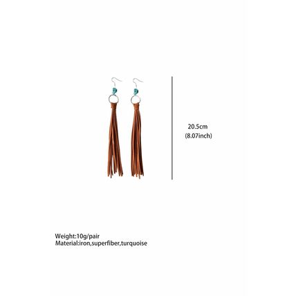 Chestnut Western Turquoise O-ring Tassel Earrings