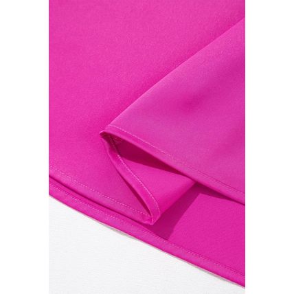 Bright Pink Silky V Neck Dolman Blouse