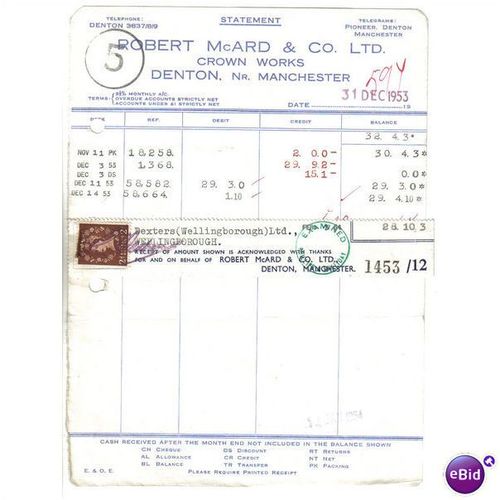 1953 ROBERT McARD & CO LTD,DENTON MANCHESTER 1453