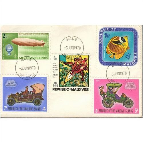 Maldives Cover 1970 - Assorted stamps 1968-1969-1970