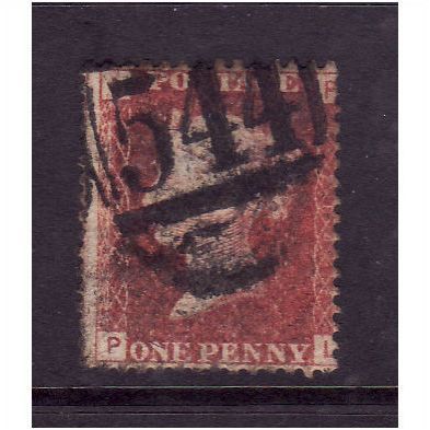 GREAT BRITAIN 1858-79 QV SG44 1d RED BROWN PLATE 204 LETTERED PL USED
