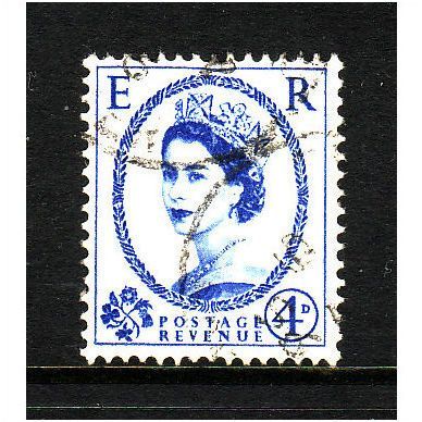 GREAT BRITAIN 1955 SG546 QEII ED CROWNS 4d ULTRAMARINE FINE USED #6