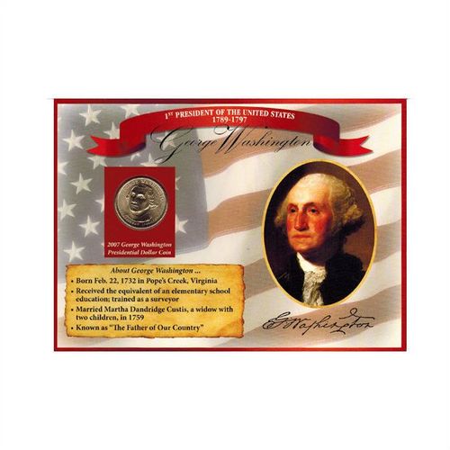 Collectible Gold Plated Genuine 2007 George Washington Dollar Coin