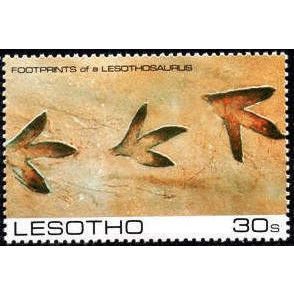 Lesotho QEII 1984 Prehistoric Footprint 30s Lesothoasaurus Mounted Mint MM SG597