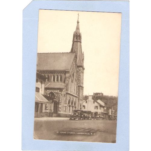 New Jersey Lambertville St Johns R C Church Old Cars Parked Out Front~1174