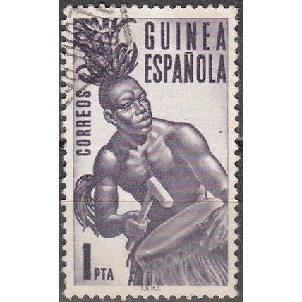 Guinea Española 1953 Michel 293 O Cote (2002) 0.40 € Tambour avec Tamtam