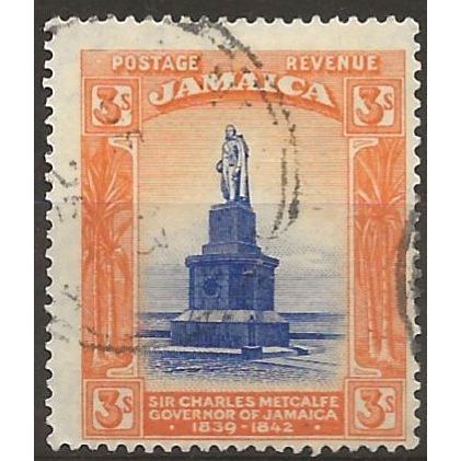 Jamaica 1922 SG104 3/- Violet-Blue & Orange Wmk Multi Crown CA Fine Used ..