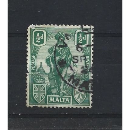 Malta.SG124 1/2d Green.Fine Used.Apr25t